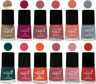 

Fabia Matte Nail Polish Exclusive Combo Golden, Raspberry, Lip, Bazooka Joe, Light Peach, Wild Gray Yonder, Dark Green, Shock Pink, Sour Orange, Mauve Pink, Rose, Candy Orange(Pack of 12)