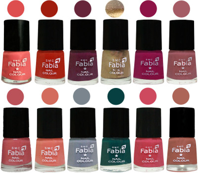 

Fabia Matte Nail Polish Exclusive Combo Salmon, Shock Orange Red, Mulberry, Golden, Raspberry, Lip, Bazooka Joe, Light Peach, Wild Gray Yonder, Dark Green, Shock Pink, Coarl(Pack of 12)
