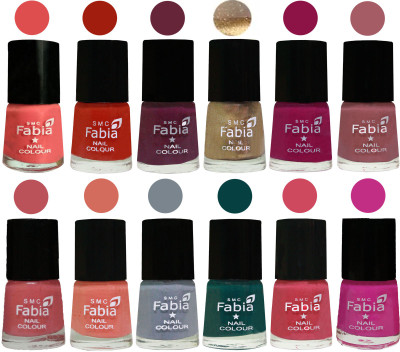 

Fabia Matte Nail Polish Exclusive Combo Salmon, Shock Orange Red, Mulberry, Golden, Raspberry, Lip, Bazooka Joe, Light Peach, Wild Gray Yonder, Dark Green, Shock Pink, Pink Pink(Pack of 12)