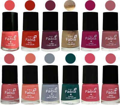 

Fabia Matte Nail Polish Exclusive Combo Salmon, Shock Orange Red, Mulberry, Golden, Raspberry, Lip, Bazooka Joe, Light Peach, Wild Gray Yonder, Dark Green, Shock Pink, Coral Pink(Pack of 12)