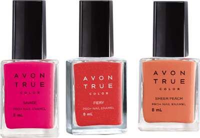 

Avon True Color Nail Wear Pro+ Electric Fiery - Sheer Peach - Savage(Pack of 3)