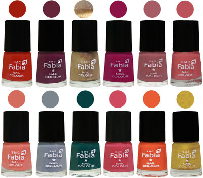 

Fabia Matte Nail Polish Exclusive Combo Shock Orange Red, Mulberry, Golden, Raspberry, Lip, Bazooka Joe, Light Peach, Wild Gray Yonder, Dark Green, Shock Pink, Sour Orange, Matte Golden(Pack of 12)