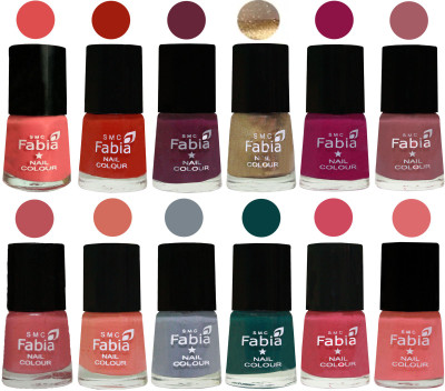 

Fabia Matte Nail Polish Exclusive Combo Salmon, Shock Orange Red, Mulberry, Golden, Raspberry, Lip, Bazooka Joe, Light Peach, Wild Gray Yonder, Dark Green, Shock Pink, Baby Pink(Pack of 12)