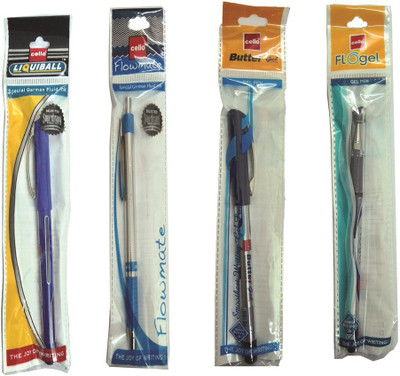 

Cello FLOGEL GEL BALL PEN+FLOWMATE RETRACTABLE BALL PEN+BUTTER GEL PEN +LIQUIBALL SPECIAL GERMAN FLUID INK BALL PEN Ball Pen