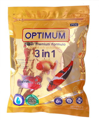 

Shivi Pets Optimum 3 In 1 Fish Food For Carp, Goldfish and Cichlid Spirulina 12% Floating Type(453gm) 453 g Dry Fish Food