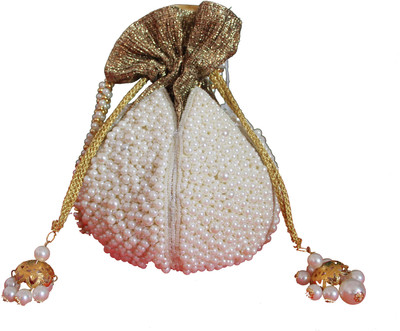 

Cosmo Jewels Pearl potli bag Potli(White)