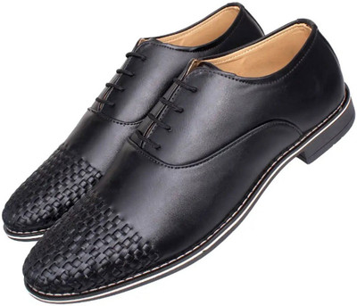 

GB Radix Oxford Premium Leather Black Formal Men's Shoe Espadrilles For Men(Black