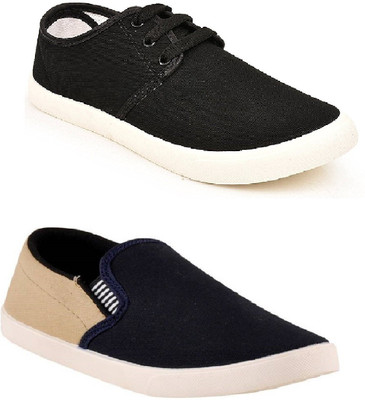

STYLIVO Combo Pack of Sneaker Shoe With Loafer For Men's Casuals For Men(Black, Beige