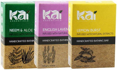

Kai Essentials Neem & Aloe Vera, Lavender, Lemon Bathing bar(375 g, Pack of 3)