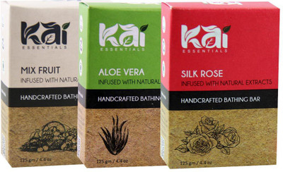 

Kai Essentials Mix Fruit, Aloe Vera, Rose Bathing Bar(375 g, Pack of 3)