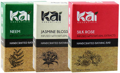 

Kai Essentials Neem, Jasmine, Rose Bathing Bar(375 g, Pack of 3)