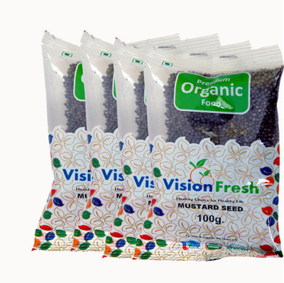

Vision Fresh Organic Mustard Seed Black - 400 grams - Pack of 4 (100 Gram Each)(4 x 100 g)