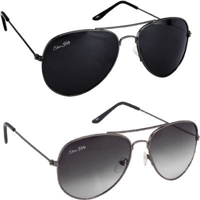 Silver Kartz Aviator Sunglasses(Black)