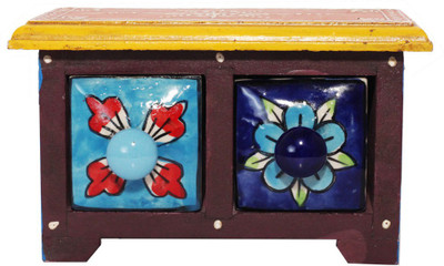 

The Rajasthali 2 Drawer Wood jewelry storage, Multi Purpose Vanity Box(Multicolor)