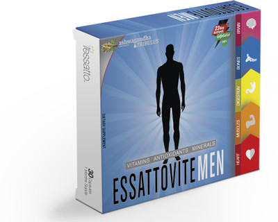 

Essatto Essattovite Men - Multivitamin & Multimineral Supplement with Ashwagandha & Brahmi(590 mg)