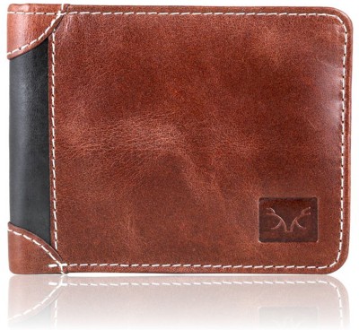 

Death By Color Men Brown Genuine Leather Wallet(4 Card Slots), Brown-black