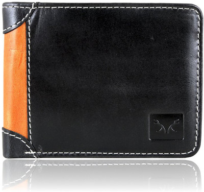 

Death By Color Men Black Genuine Leather Wallet(4 Card Slots), Black-tan