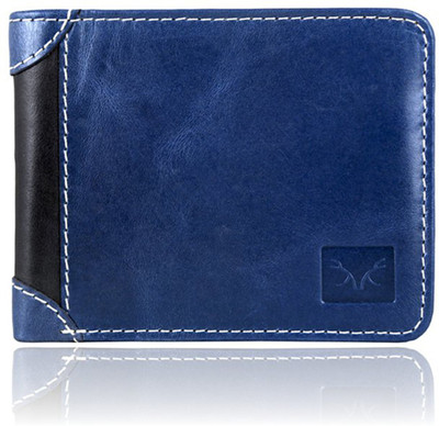 

Bizarre Kraftz Men Blue Genuine Leather Wallet(4 Card Slots), Blue-black