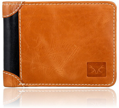 

Adam Zac Men Tan Genuine Leather Wallet(4 Card Slots), Tan-black