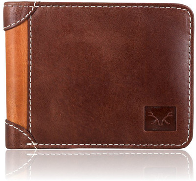 

Death By Color Men Brown Genuine Leather Wallet(4 Card Slots), Brown-tan