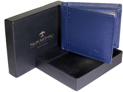 

NUKAICHAU Men Blue Genuine Leather Wallet(6 Card Slots)