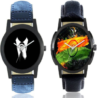 

Sponix Mart denim-and-black-stylish-best-collection-men-watch-combo Watch - For Men