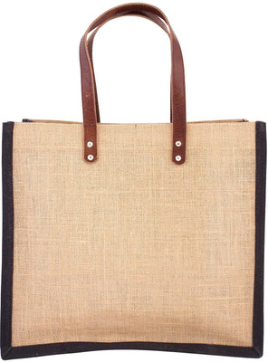

Promise bags Perfect Eco Friendly Naturally processed Multipurpose Reusable Jute Bags with leather Handle (Beige, Back, Brown) Lunch Bag(Multicolor, 5 L)