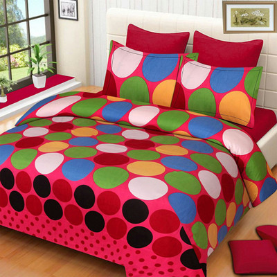 TrueValue Creations 180 TC Polycotton Double 3D Printed Flat Bedsheet(Pack of 1, Multicolor)