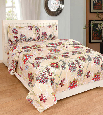 

Astra 1 TC Polycotton Double Floral Bedsheet(Pack of 1, Beige)