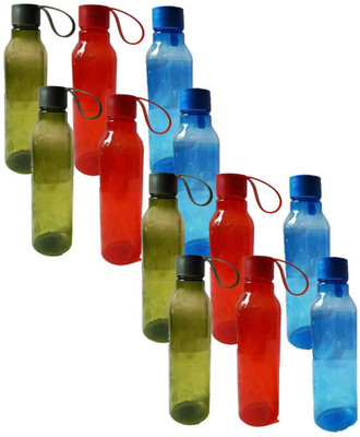 

GreenViji Plastic Water Bottle, 1 Liter,useful for school, office, picnic, fridge storage and while travel 1000 ml Sipper(Pack of 12, Multicolor)