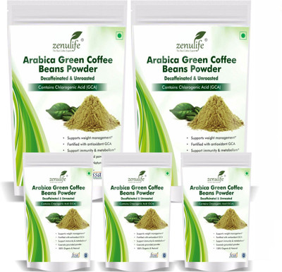 

zenulife Organic Green Coffee beans Powder for Weight Management 400 GM Pack of 5 Instant Coffee(5 x 80 g)