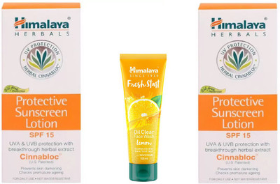 

Himalaya sunscreen lotion, Fresh Start Oil Clear lemon Face Wash(Set of 3)