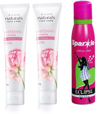 

Avon Anew two Naturals Rose & Pearl Whitening Cleanser (100 g) With one sparkle perfume spray 150 ml(Set of 3)