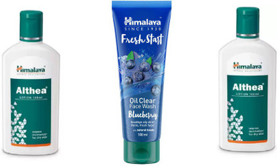 

Himalaya Herbal Althea lotion Intense moisturizer for dry skin, Fresh Start Oil Clear Blueberry Face Wash(Set of 3)