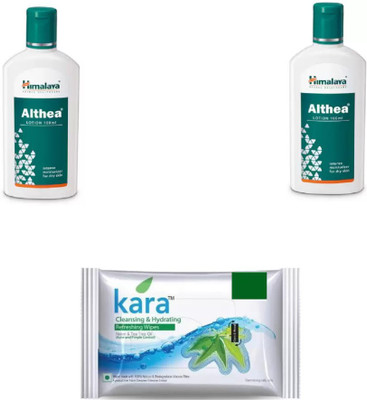 

Himalaya herbal althea lotion intense moisturizer for dry skin, skin care wipes(Set of 3)