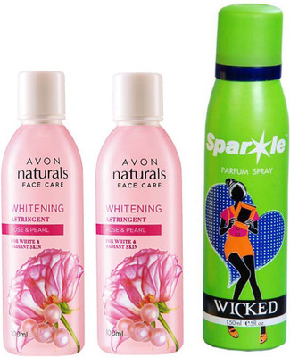 

Avon Anew two NATURALS ROSE & ROSE PEARL TONER (100 ml) With one sparkle perfume spray 150 ml(Set of 3)