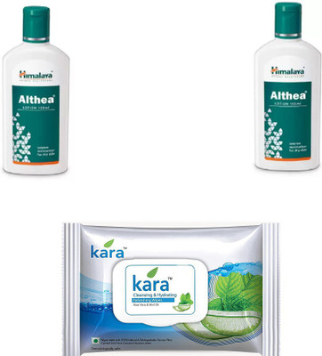 

Himalaya herbal althea lotion intense moisturizer for dry skin, skin care wipes(Set of 3)