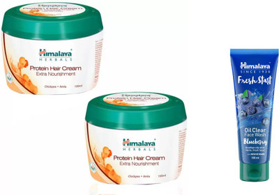 

Himalaya Protein Hair Cream Hair Styler, Fresh Start Oil Clear Blueberry Face Wash(Set of 3)