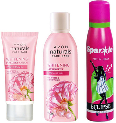 

Avon Anew Naturals Rose and pearl powdery night cream (50 g) & NATURALS ROSE & ROSE PEARL TONER (100 ml) With one sparkle perfume spray 150 ml(Set of 3)