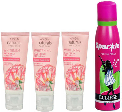 

Avon Anew three Naturals Rose and pearl day cream SPF 15/PA++ (50 g) With one sparkle perfume spray 150 ml(Set of 4)