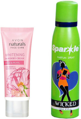 

Avon Anew Naturals Rose and pearl powdery night cream (50 g) With one sparkle perfume spray 150 ml(Set of 2)