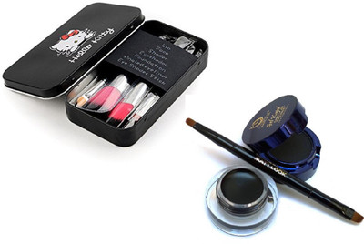 

TheTopNotch Gel Kajal & Cake Liner and Hello Kitty Makeup Brushes Black(Set of 2)