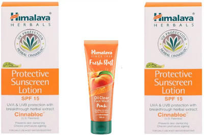 

Himalaya sunscreen lotion, Fresh Start Oil Clear peach Face Wash(Set of 3)