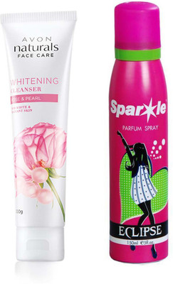 

Avon Anew Naturals Rose & Pearl Whitening Cleanser (100 g) With one sparkle perfume spray 150 ml(Set of 2)