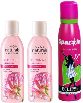 Avon Anew two NATURALS ROSE & ROSE PEARL TONER (100 ml) With one sparkle perfume spray 150 ml(Set of 3)
