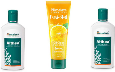 

Himalaya Herbal Althea lotion Intense moisturizer for dry skin, Fresh Start Oil Clear lemon Face Wash(Set of 3)