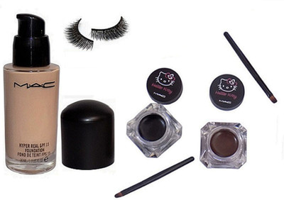 

Opticare Eyelashes, Hello Kitty Eyeliner & Mac Hyper Real SPF 15 Foundation(Set of 3)