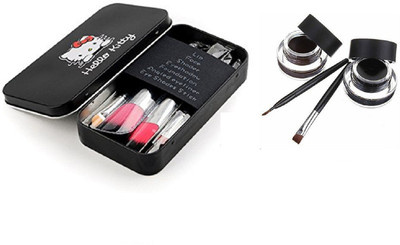 

TheTopNotch Eye Liner Black Brown and Hello Kitty Makeup Brush Set Black(Set of 2)
