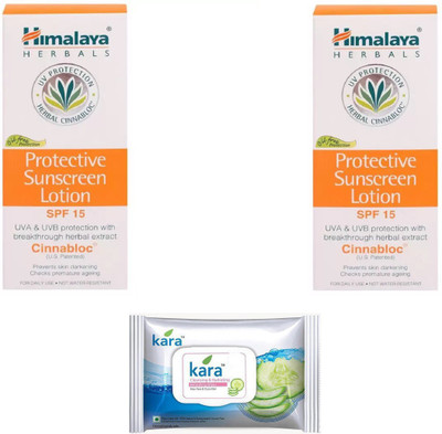 

Himalaya sunscreen lotion, kara skin care wipes(Set of 3)