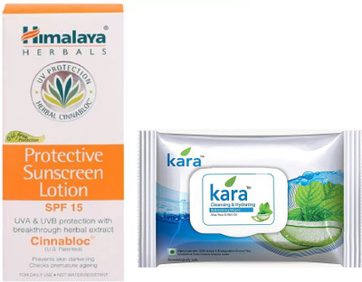 

Himalaya sunscreen lotion, kara skin care wipes(Set of 2)